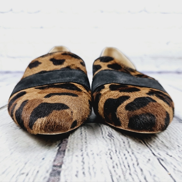 POPPY BARLEY | animal print calf hair d'orsay pointed toe slip-on flats - Picture 5 of 11